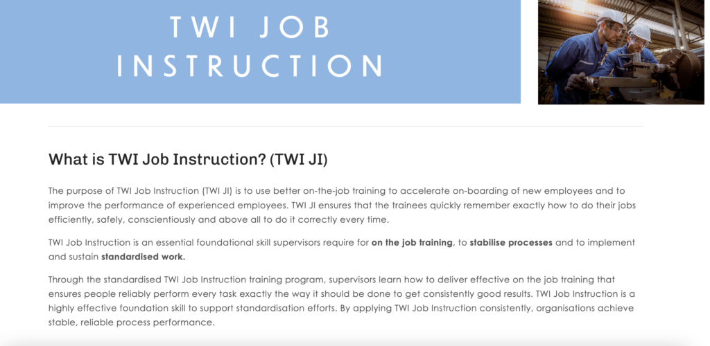 TWI JI Certification TWI Job Instruction